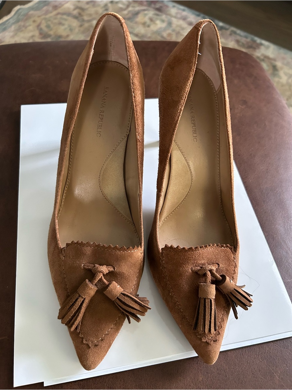 Banana Republic Brown Suede Pointed Tassel Pumps